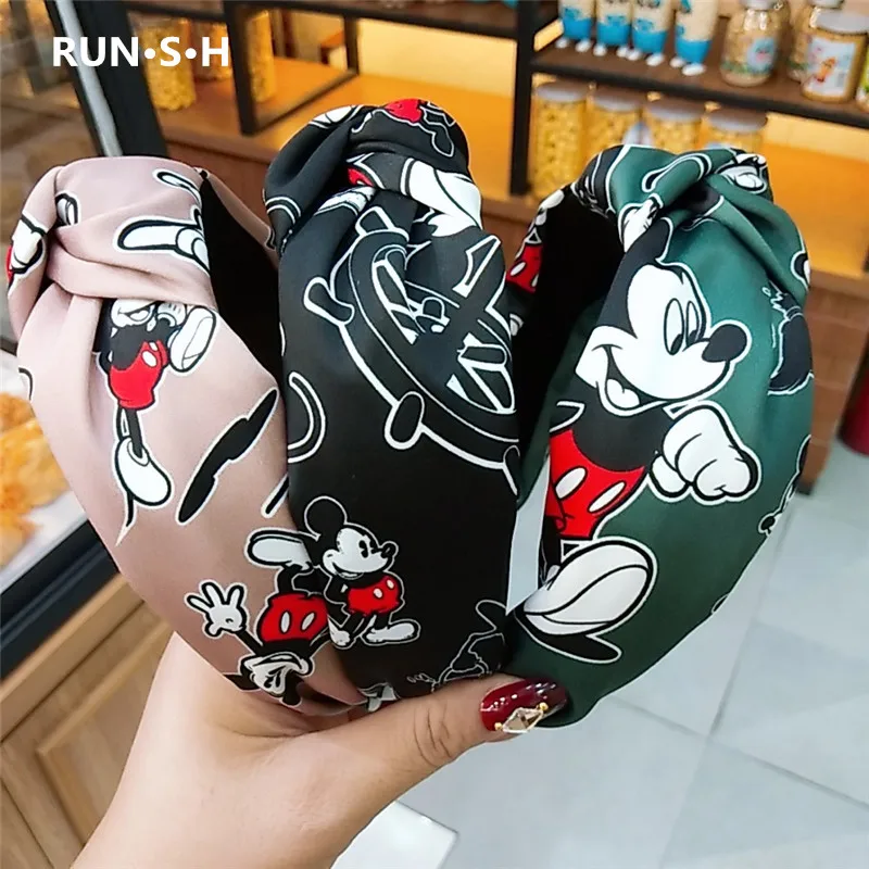 Повязка для волос с бантом Микки Мауса в стиле ретро перекрестным узлом девочек