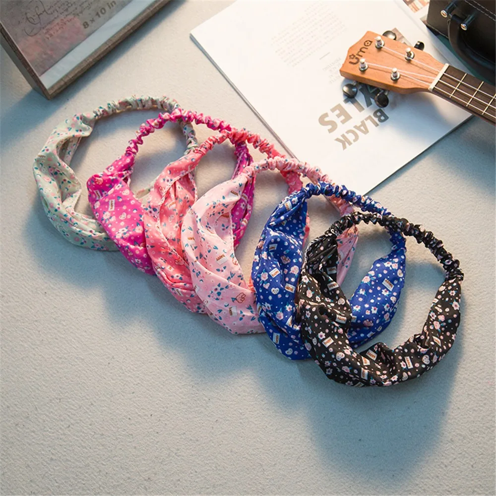 Новая Корейская Ретро Мода Цветочная повязка на голову с широкими полями ткань