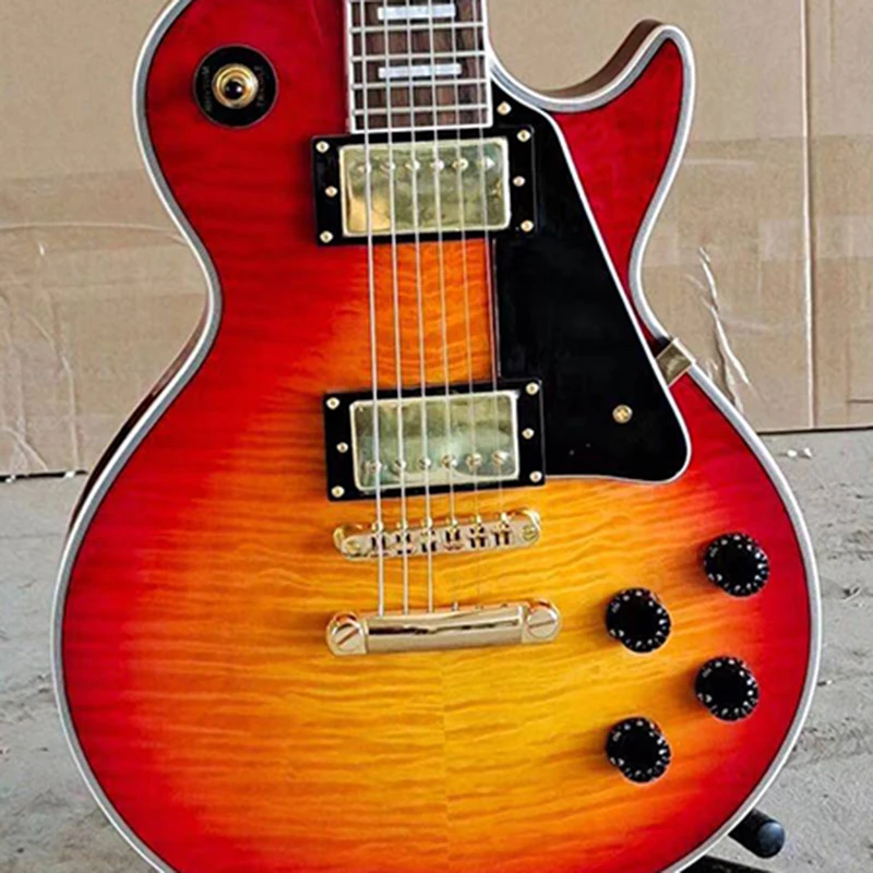 Классическая электрическая гитара с двойной окантовкой красное дерево класса А