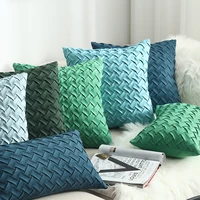 blue cushion cover soft faux suede home decorative navy pillow cover woven pattern green 45x45cm30x50cm