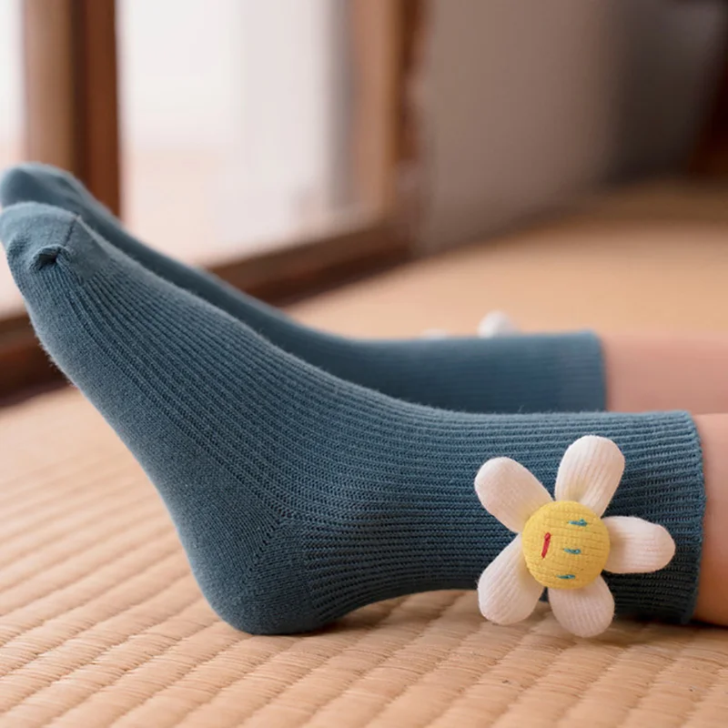 SLKMSWMDJ/милые носки с двойной иглой на осень и зиму Детские хлопковые однотонные