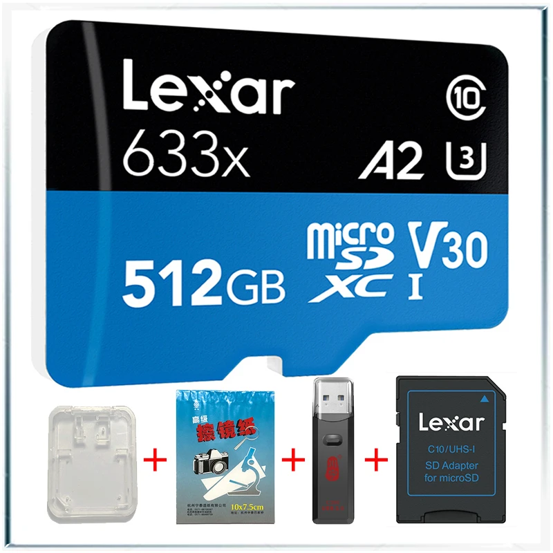 Карта памяти Lexar 633x Micro SD карта Gopro 512 ГБ флеш высокопроизводительные карты MicroSDHC