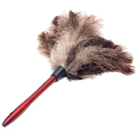 anti static ostrich feather fur brush for dust broom wooden handle brush duster household cleaning tools household merchandises