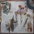 Декоративная наклейка junkJournal, с осенними растениями, японская наклейка для дневника, скрапбукинга, наклейки в альбом