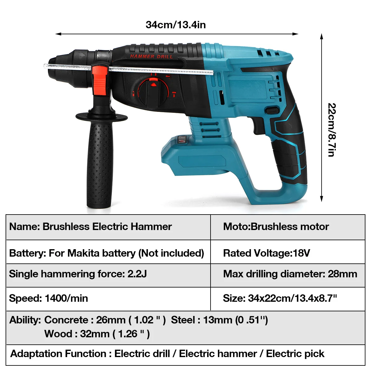 Бесщеточный Электрический вращающийся молоток FASGet 6200 об/мин перезаряжаемый