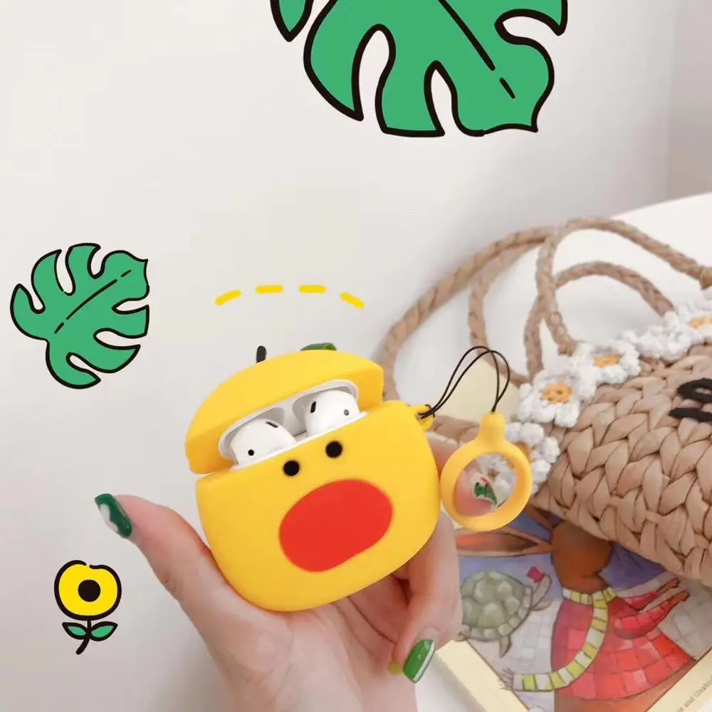 3D милый чехол для наушников Airpods мягкий силиконовый из утиного яйца защитный Apple 1