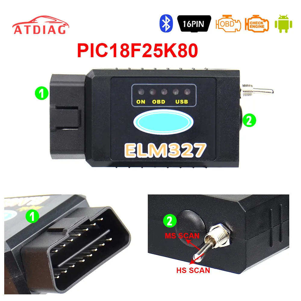 Считыватель кодов ELM327 USB FTDI PIC18F25K80 чип elmконфигурации для HS CAN/MS CAN Forscan ELM 327 Bluetooth OBDII