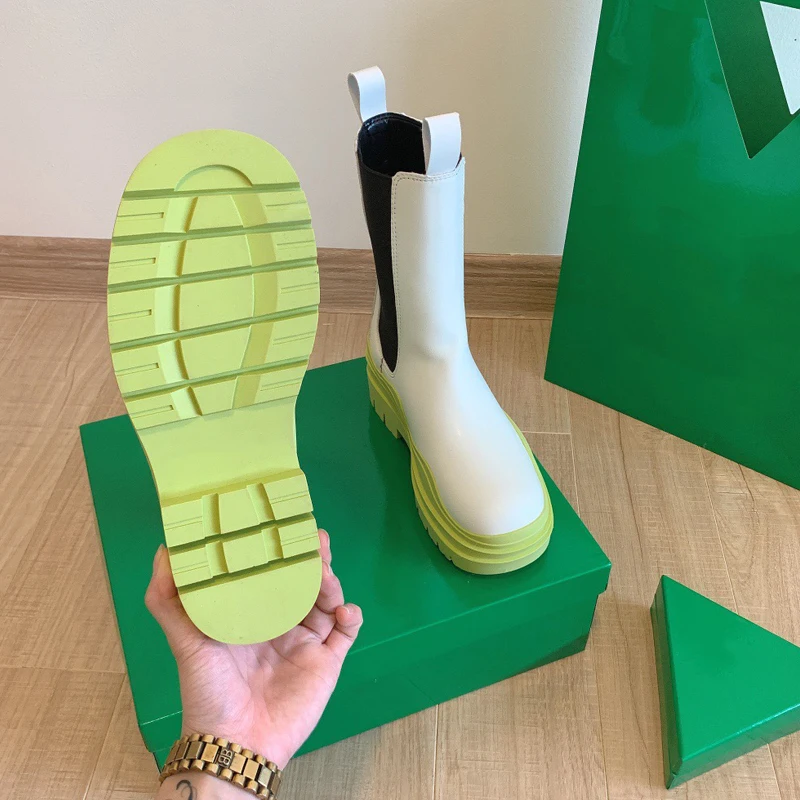 Роскошные Брендовые женские нескользящие Ботинки Челси с круглым носком на