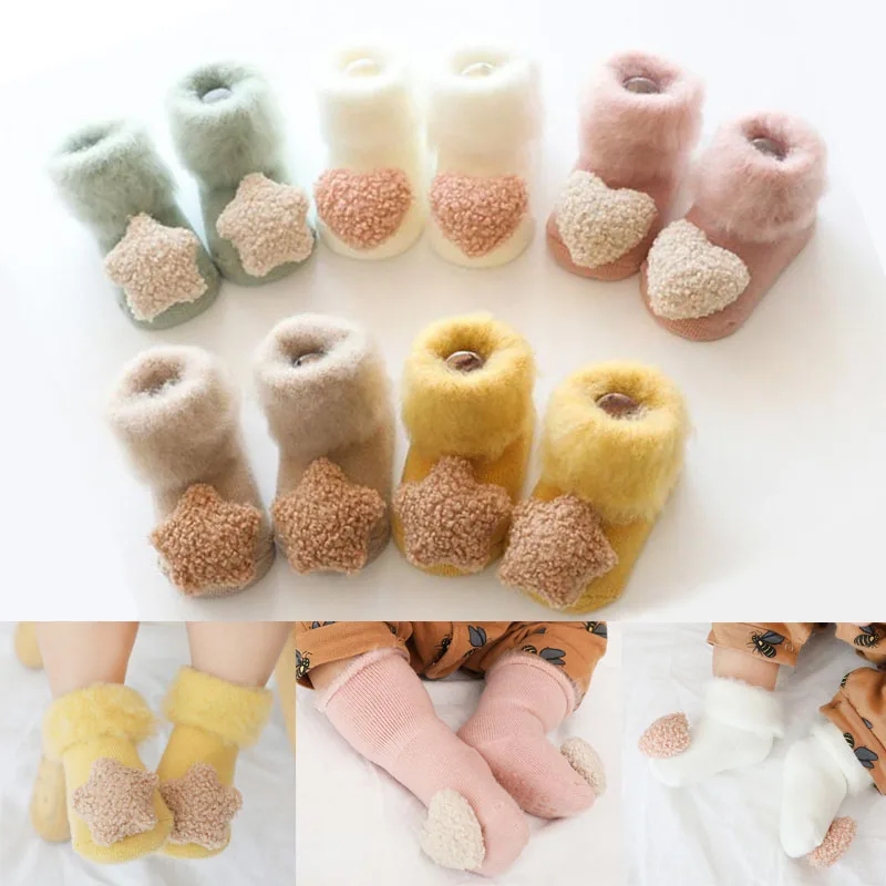 

Носки для новорожденных, плотные, зимние, Осенние, теплые, милые Мультяшные носки для маленьких девочек, носки для маленьких девочек и мальч...