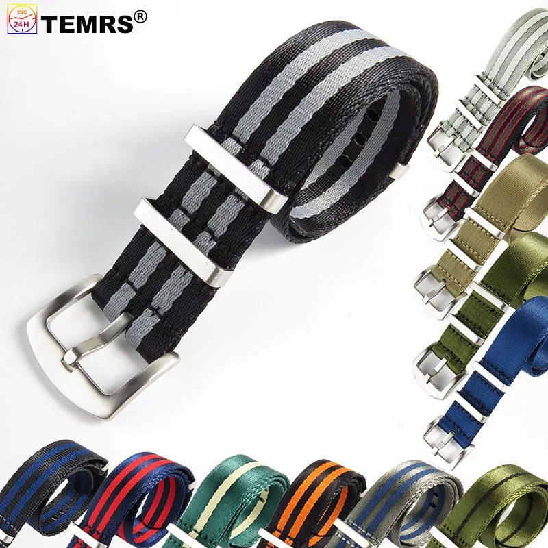 

Seatbelt Nylon Nato Watch Strap Band 20mm 22mm Premium Striped Sport Watchband Belt Woven Fabric Wristwatch Bracelet Accessories