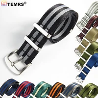 seatbelt nylon nato watch strap band 20mm 22mm premium striped sport watchband belt woven fabric wristwatch bracelet accessories