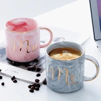 marble ceramic coffee mugs tea cup milk juice lemon mug gold plating mrs mr couple lovers gift morning breakfast creative cup