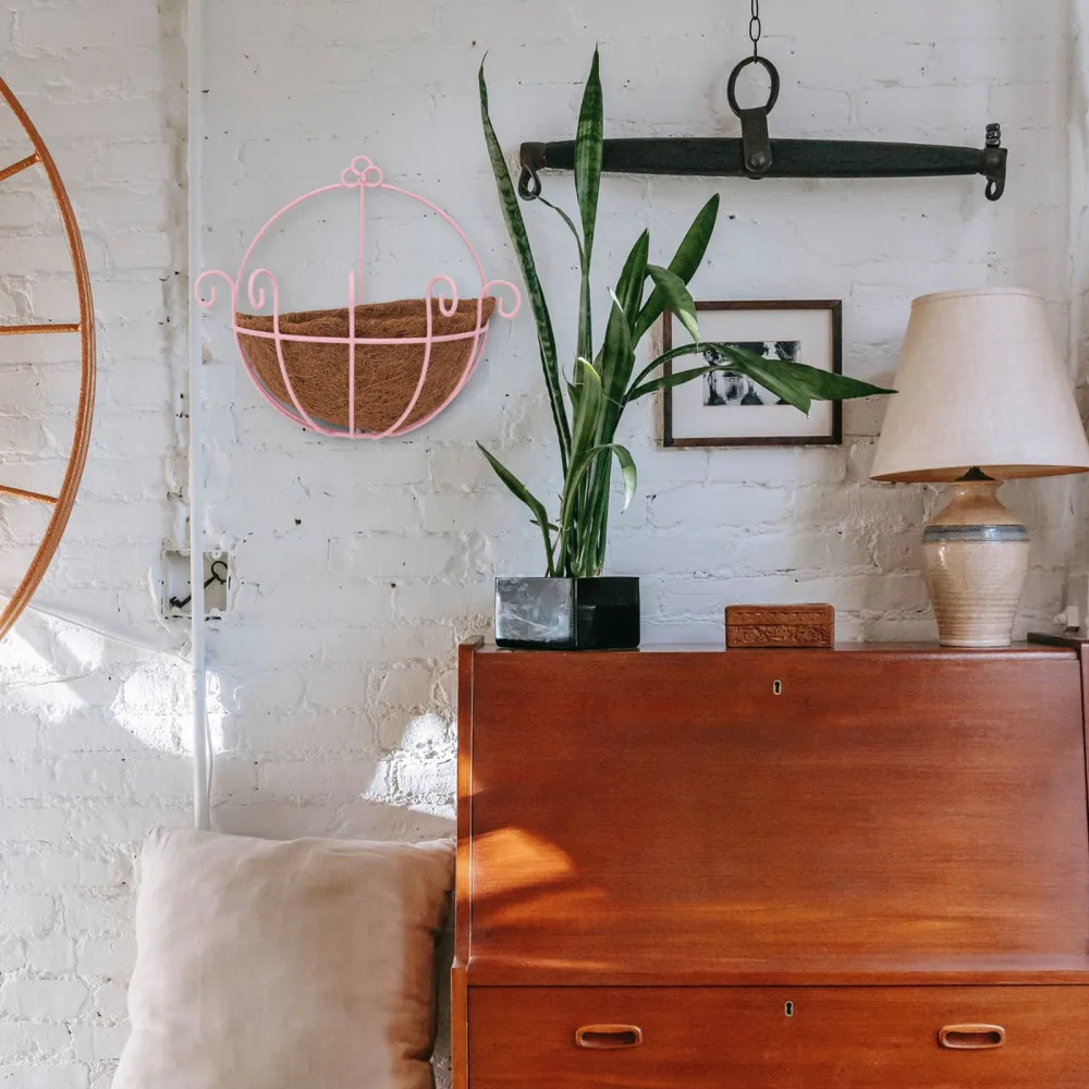 

1Set Iron Hanging Planter Basket with Coir Liner Decorative Flower Pots Planter