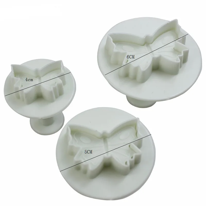 3Pcs/Set Butterfly Shape 3D Plastic Fondant Cake Cookie Sugarcraft Plunger Cutters Mold Decorating Tools | Дом и сад