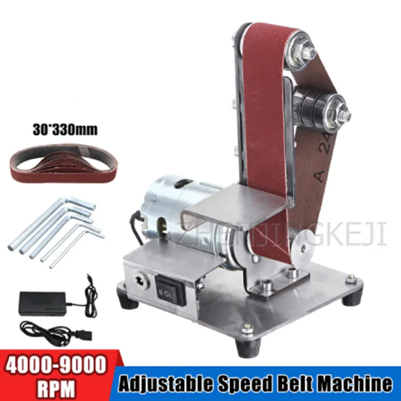 

Small Abrasive Belt Machine Electric Sander Belt Grinder Polisher Vertical Sharpener Grinding Machine Woodworking Tools Home DIY