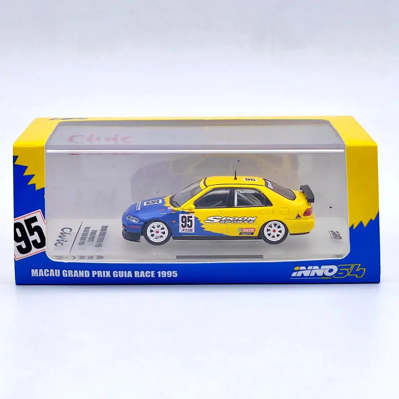 

INNO 1:64 H~da Civic Ferio #95 Spoon Sports Macau Guia Race 1995 Diecast Models Toys Car Limited Collection Gifts