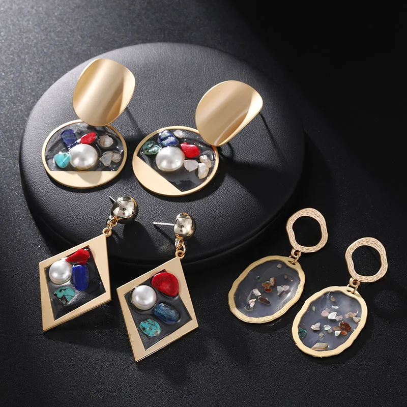 Простые металлические круглые серьги для женщин массивные геометрические