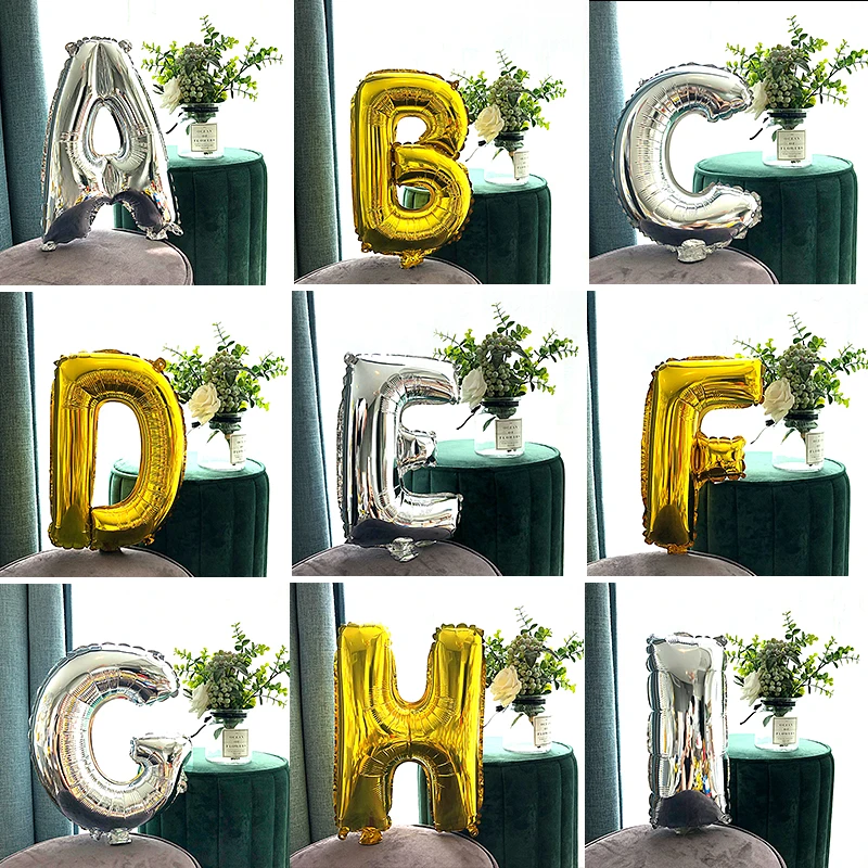 16 дюймов Золотой Серебряный A-Z буквы Алфавит фольга шары свадебное событие