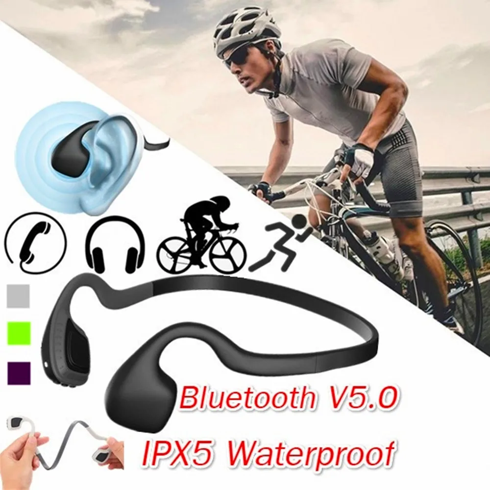 

True Bone Conduction Wireless Headphones Bluetooth Earphone with Microphone Gaming Headset Sport Outdoor Handsfree High Quality