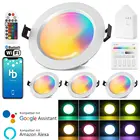 Умный светодиодный потолочный светильник 6X 9 Вт RGB + WW + CW 3 в 1, светильник WIFIBluetooth, точечный светильник s, настенный сенсорныйAPPмузыкальный контроллер, таймер, диммер