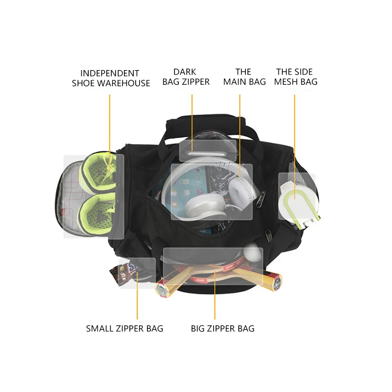 Men's multifunctional sports bag, used for fitness, outdoor training, travel, sports, dry and wet separation
