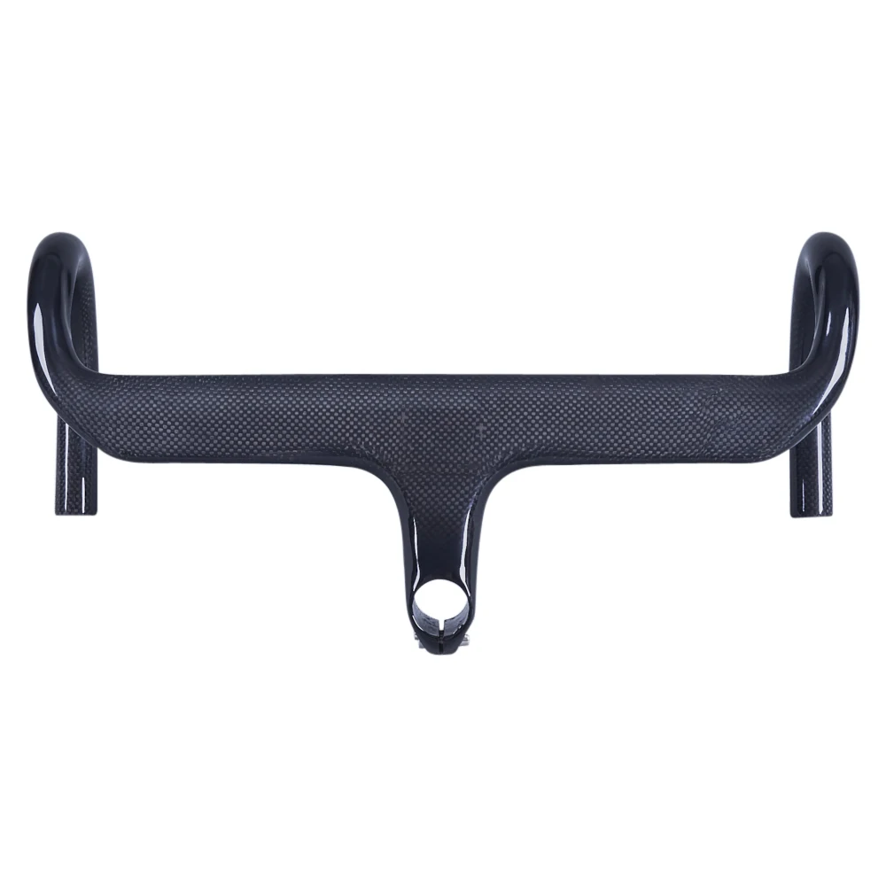 Полный 3K углеродный дорожный велосипед Интегрированный руль велосипедный велосипед откидной руль со стеблем 28,6 мм угол 10 градусов глянцевый черный 325 г