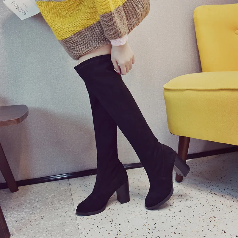 Женские высокие сапоги Сапоги выше колена женская обувь кожаные ботильоны до