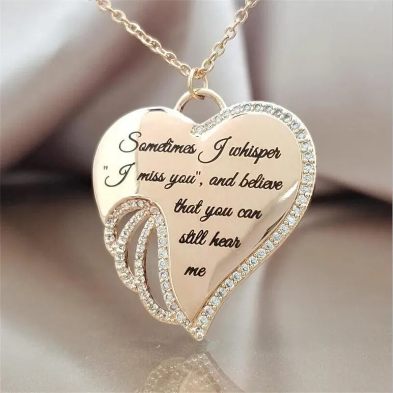 

New Fashion Exquisite Pendant Love Angel Wing Letter Necklace Female Romantic Valentine's Day Charm Jewelry Gift Wholesale