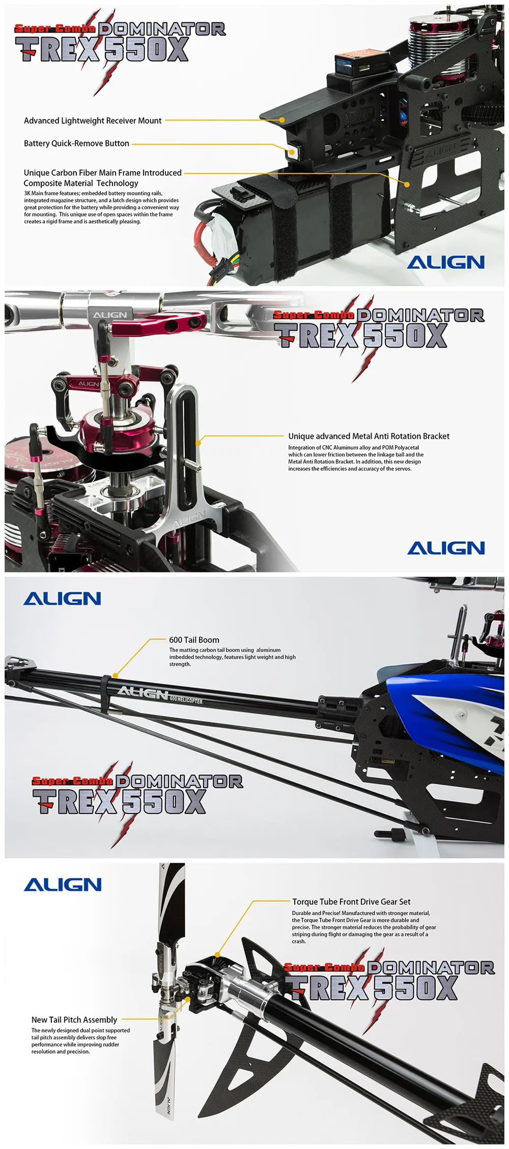 ALIGN DONINATOR T-REX 550X 6CH 3D Летающий Радиоуправляемый вертолет супер комбо с сервоприводом ESC GYRO'