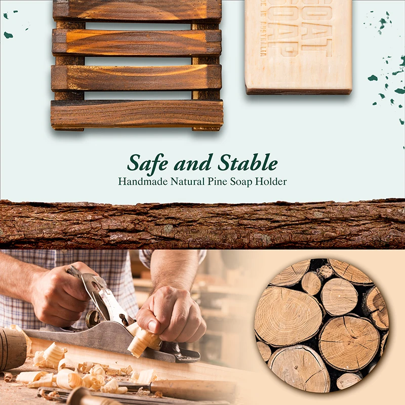 4 pcs set soap dish handmade soap box made of natural pine and soap exfoliating bag natural soap saver bathroom accessories free global shipping