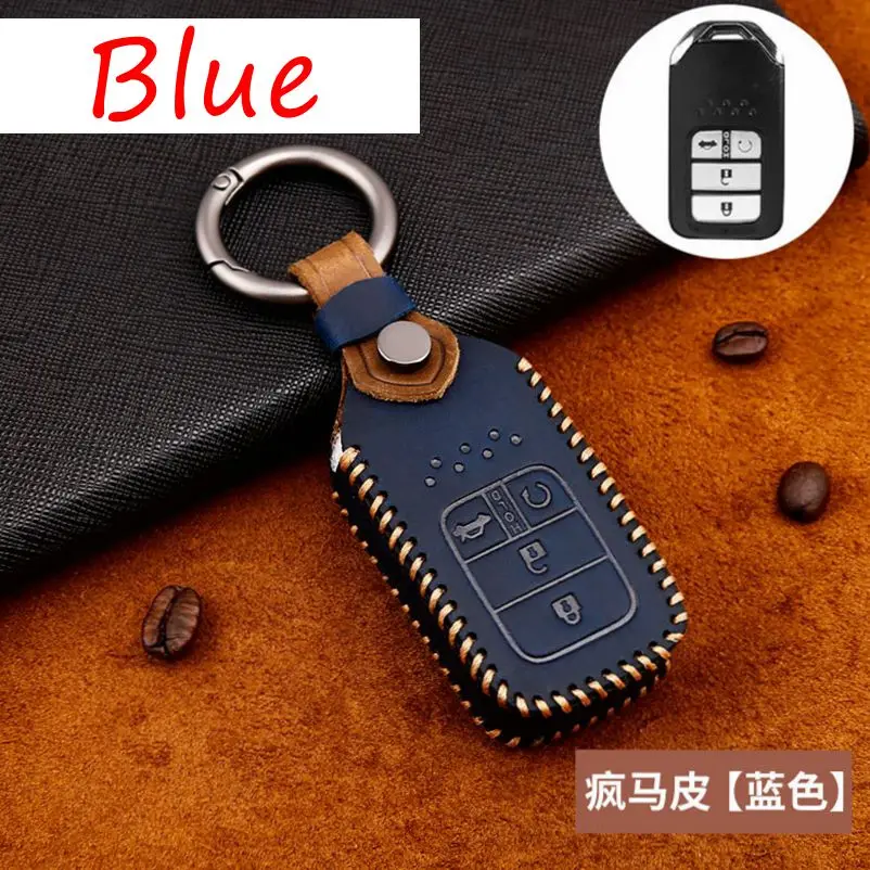 

4 Buttons Top Layer Leather Car Smart Remote Key Fob Case Cover For Honda Accord Odyssey Pilot Fit