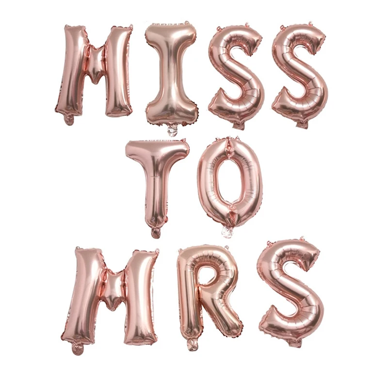 

9Pcs Rosegold 16inch Miss To Mrs Letter Foil Balloon Wedding Engagement Decor Bachelorette Party Hen Night Bridal Shower Supplie