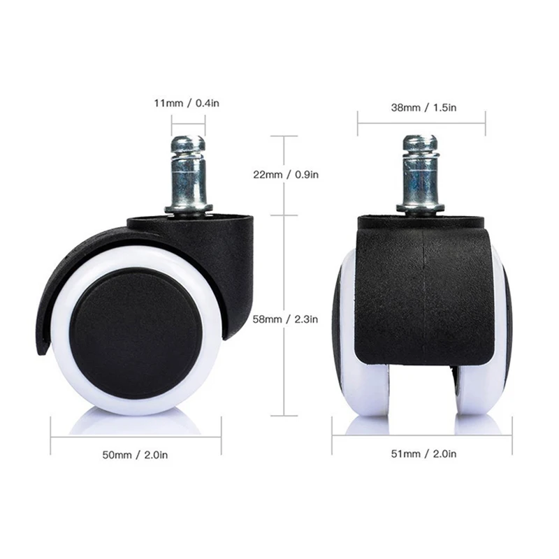 5pcs Hardware Office Chair Wheels Furniture Sofa Roller Brake Replacement Accessories Black Swivel | Обустройство дома