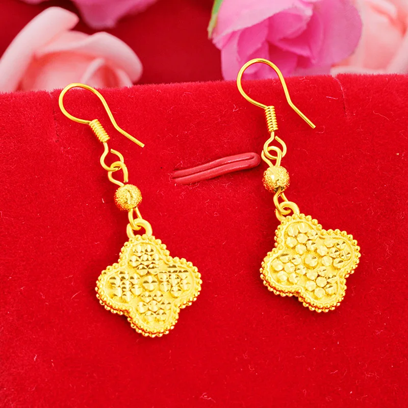 

24K gold plated gypsophila earrings simple and exquisite car flower four-leaf clover earrings birthday Valentine's day gift