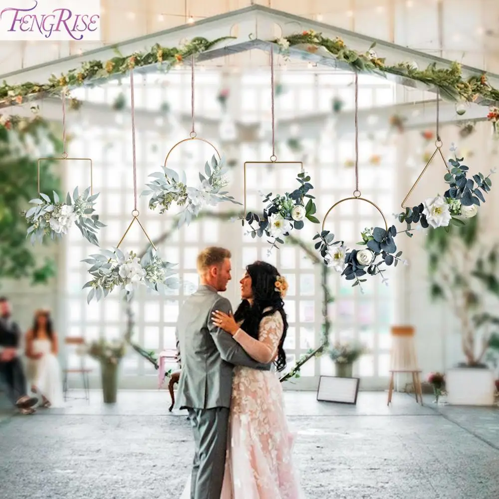 FENGRISE геометрический Металлический Венок Искусственный Цветок деревенский