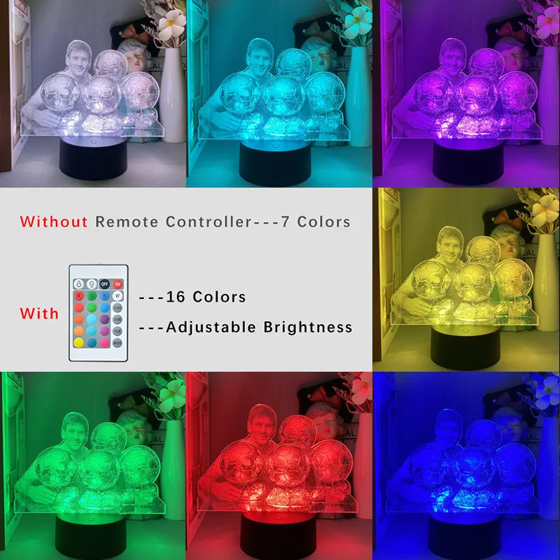 

LED Light 3D Picture Lamp Touch Switch Football Superstar Bedside Table Atmosphere Desk Nightlight Birthday Gift