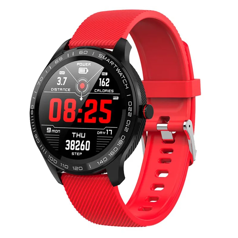 silicone red LEMDIOE, профессиональные умные часы с длительным временем ожидания, мужские ЭКГ ppg, Bluetooth, умные часы, IP68, водонепроницаемые, для huawei ios, full touch - Цвет: silicone red