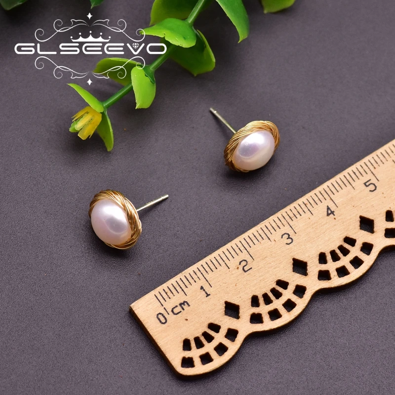 Женские серьги-гвоздики из серебра 925 пробы с пресноводным барочным жемчугом |