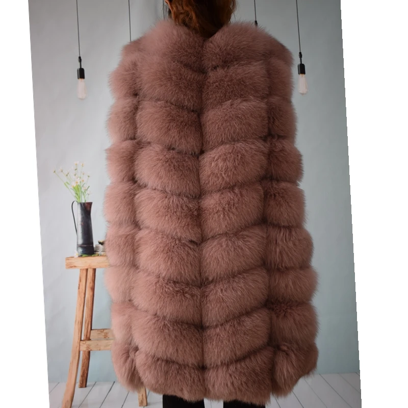 Natural Fox Fur Vest Real Coat Female Coats Fur jackets High quality leather vest 100% Real Fur vest aTwo ways to wear 70cm 90cm