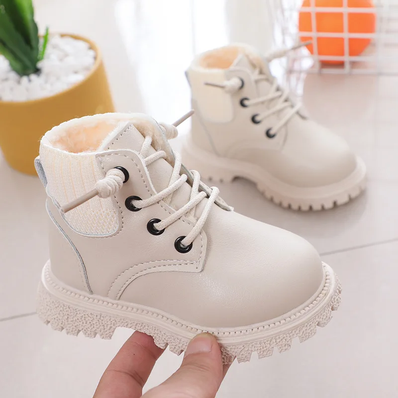 2021 Fashion Children Martin Boots High Quality Waterproof Boys Cotton Shoes New With Velvet Warm Girls Leather Boots enlarge