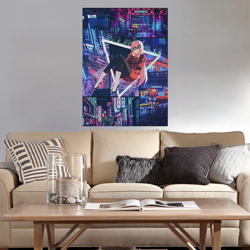 

Zero Two Darling in the Franxx Anime Night City Poster Canvas Wall Art Decoration Prints for Home Bedroom Decor Painting