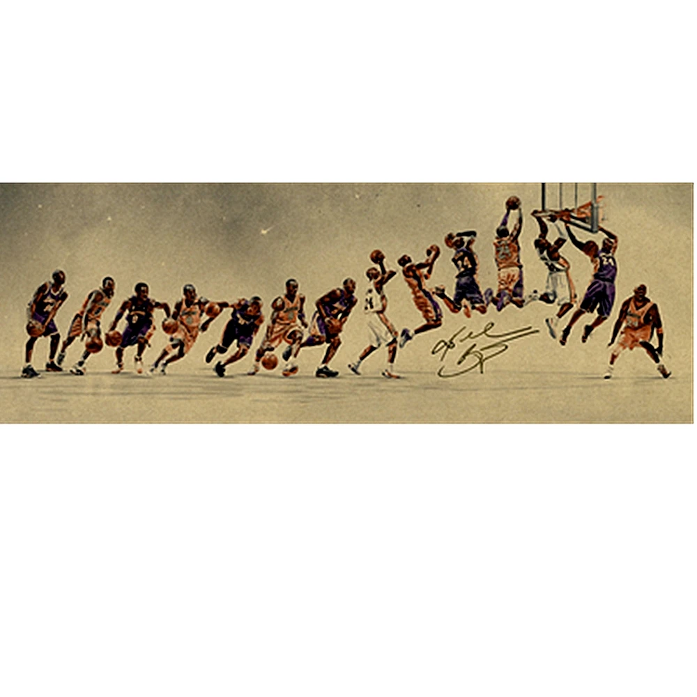 Спортивные винтажные картины баскетбольной звезды из крафт-бумаги настенные