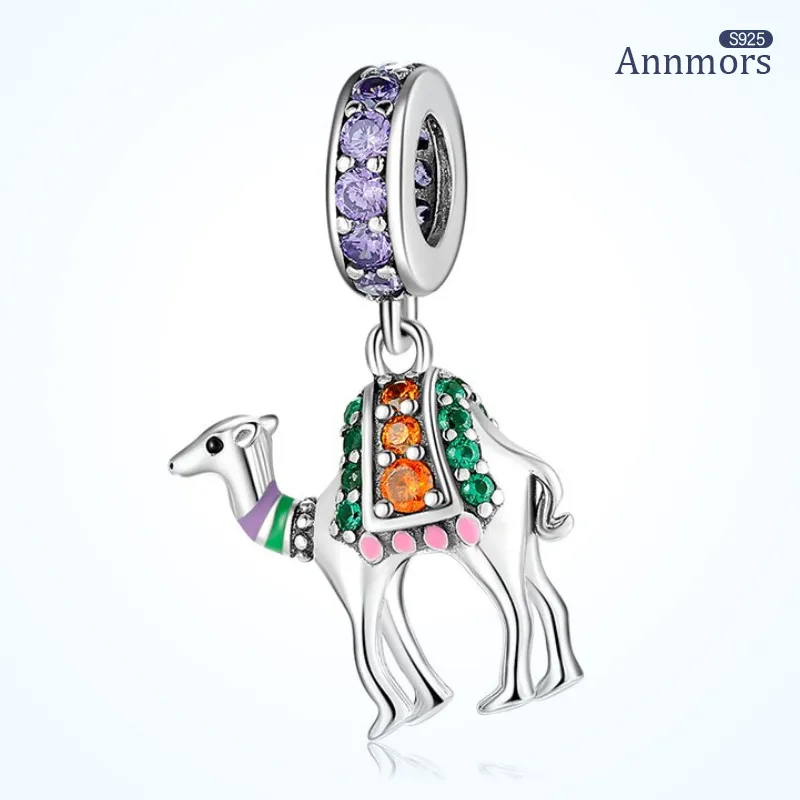 

Cute Animal Charms Color Zircon Fits Original Bracelet Charms SSilver Plating Pendant Jewelry Desert Camel Pendant