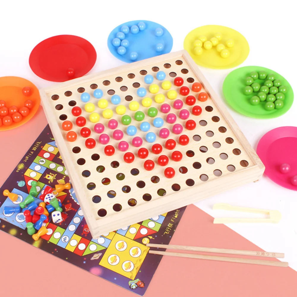 

1 Set Clip Beads Preschool Plaything Colorful Wooden Fishing for Kids
