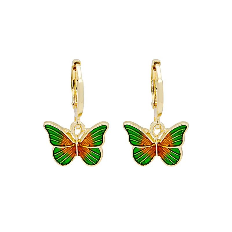 

LOVOACC Delicate Printing Gradient Butterfly Drop Earrings for Women Gold Color Metal Simulation Wing Dangle Earrings Jewelry