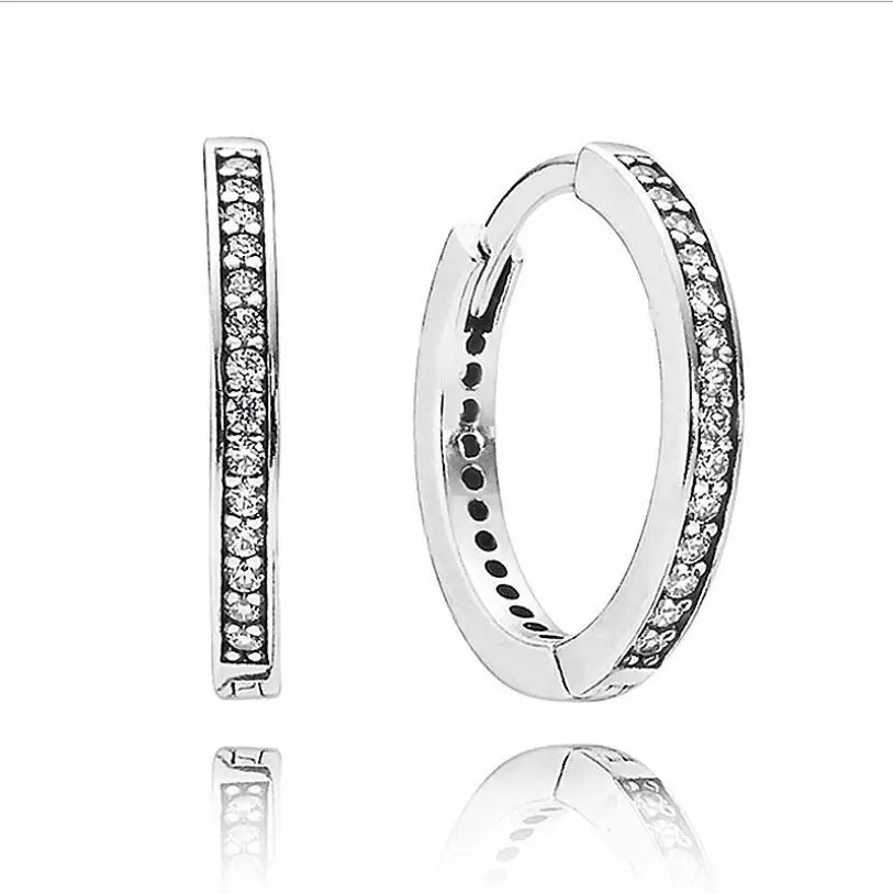 

Серьги-кольца женские из серебра 100% пробы с фианитами, 925 пробы