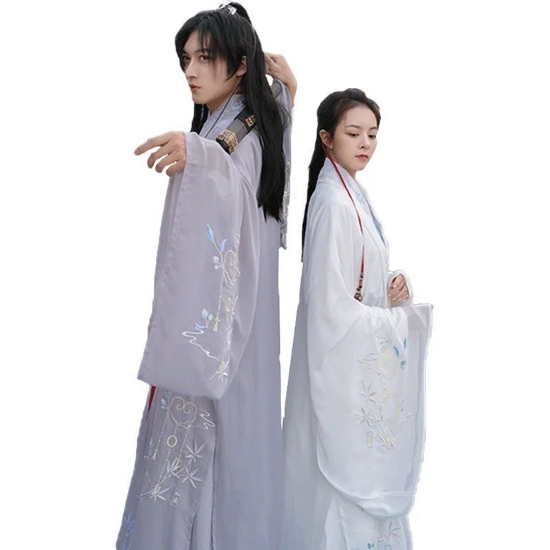 

Autumn and winter improved traditional Hanfu adult costume Weijin style super fairy embroidery cross-collar waist skirt lovers