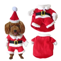 pet dog christmas clothes santa claus dog costume winter puppy pet cat coat jacket dog suit with cap warm clothing for dogs cats