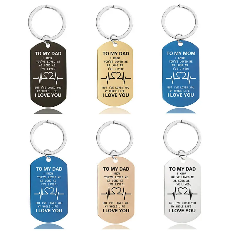 

Keychain Stainless Steel Pendant Mother Father Day Thanksgiving Christmas Custom Birthday Gift Engraved Text Diy Metal Keychain