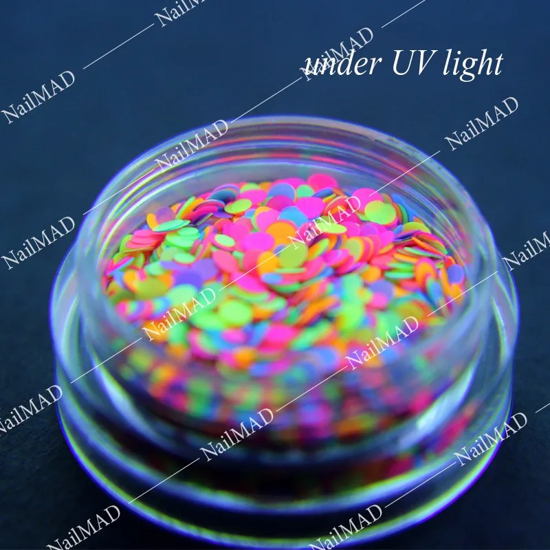 1 коробка блесток для ногтей мм 2 смешанные круглые Блестки светящиеся ногтевого